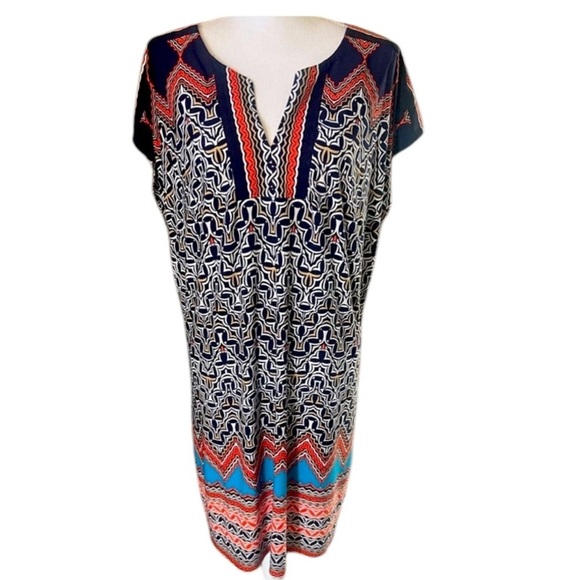Laundry by Shelli Segal ladies, short sleeve V-neck dress fully lined large - Picture 1 of 7